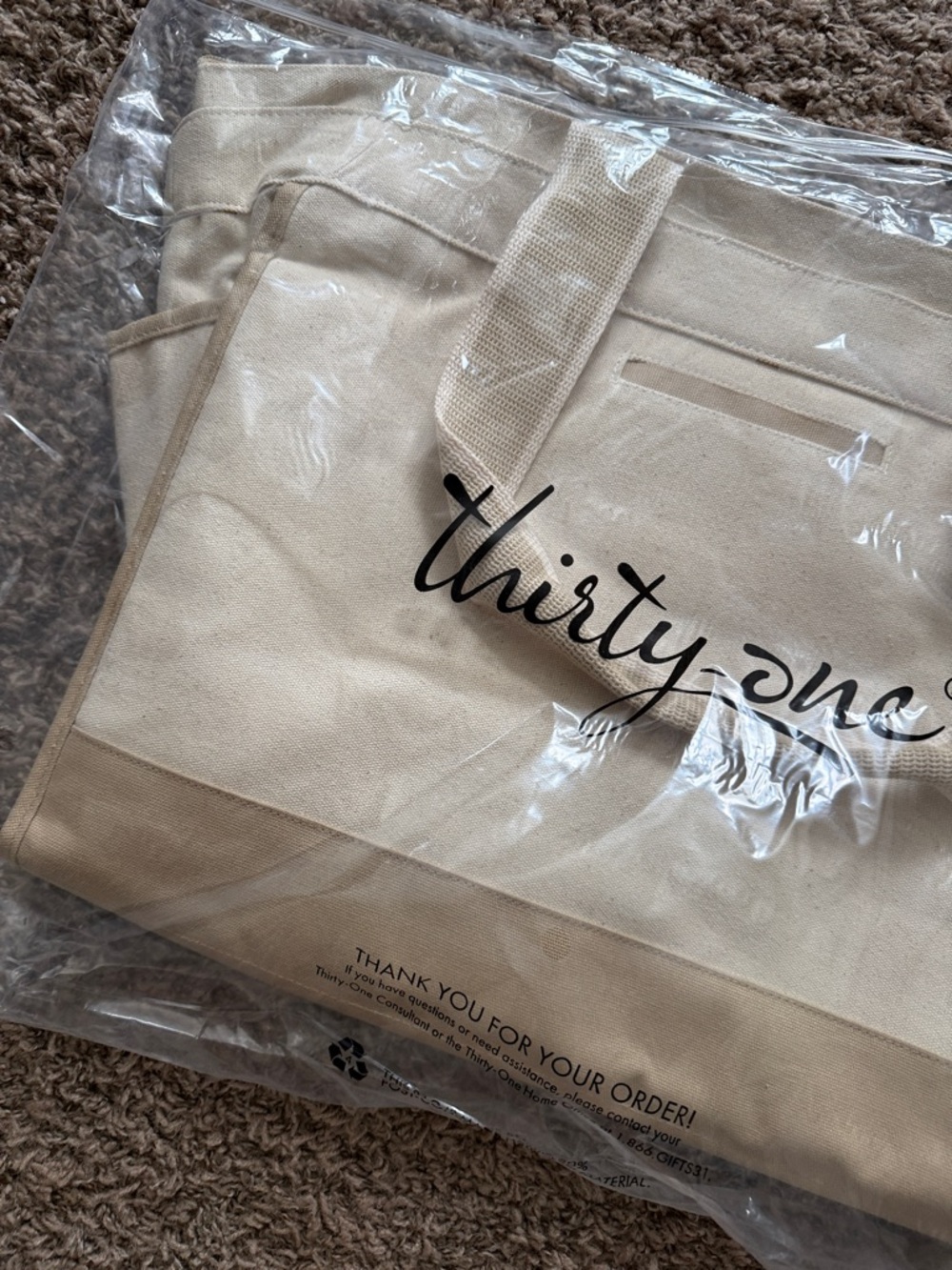 thirty-one Beige Canvas Carryall Tote with Black Logo - Picture 3 of 5